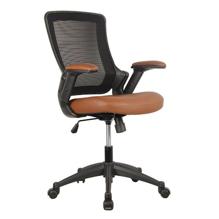 Back2Basics 19-23.5 in. Mid-Back Mesh Task Office Chair with Height Adjustable Arms, Brown BA2647831